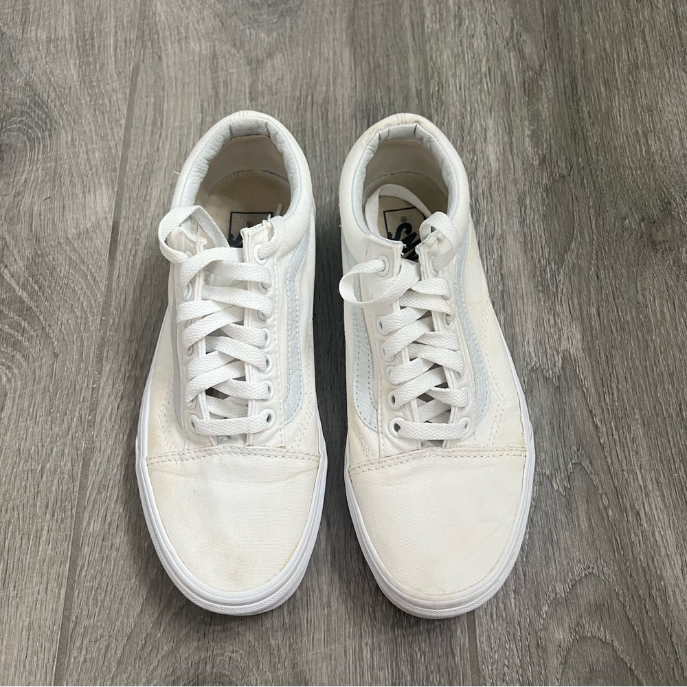 All White Old Skool Vans